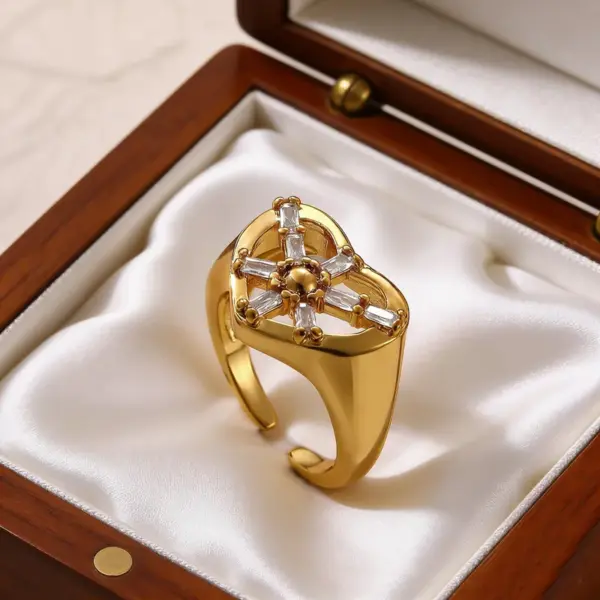 Wholesale Heart Shape Open Ring For Women In Copper With Zircon Inlay, Perfect For Daily Wear