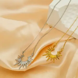 Wholesale PVD Coated 18K Gold Plated Sun Stainless Steel IG Style Simple Style Commute Waterproof Non Tarnish 304 Stainless Steel Necklace