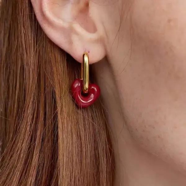 Wholesale Water Plating 18K Gold Plated Real Gold Plated Heart Shape 304 Stainless Steel Simple Style Classic Style Waterproof Non Tarnish Earrings