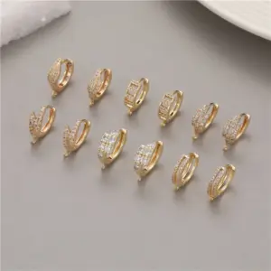 Wholesale Circle Hoop Earrings For Women In Copper With Zircon Inlay, Simple Style Featuring Copper Ear Pins