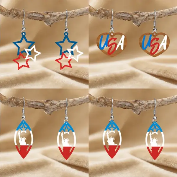 Wholesale Retro White Star Print Acrylic Drop Earrings With 304 Stainless Steel Ear Pins For Women