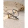 Wholesale Real Gold Plated 304 Stainless Steel PVD Coated Geometric Solid Color Waterproof Non Tarnish Plating IG Style Open Rings For Women's