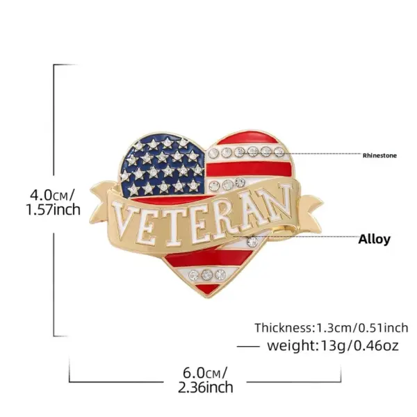 Wholesale American Flag Pin In Zinc Alloy Featuring Diamond Craftwork, Perfect For Independence Day