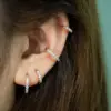 Wholesale 1 Piece 316L Stainless Steel Zircon Simple Style Classic Style Shiny Ear Cartilage Rings & Studs Round Waterproof Non Tarnish Surgical Steel 18K Gold Plated Ear Cartilage Rings & Studs