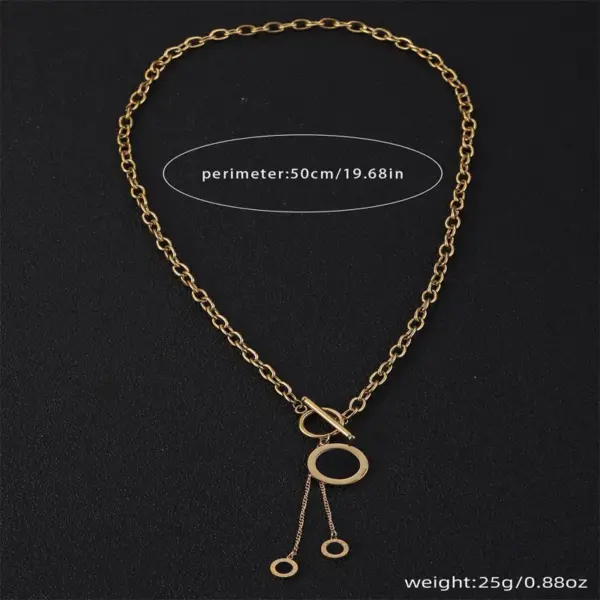 Wholesale Jewelry Simple Style Round Square Heart Shape Titanium Steel Pearl Zircon Toggle Plating Inlay Necklace Cable Chain