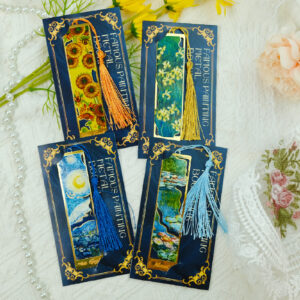 Wholesale Vintage Famous Painting Oil Painting Style Metal Bookmark Hollow Reading Book Page Clip Hand Account Pendant Metal Bookmark Creative Gift