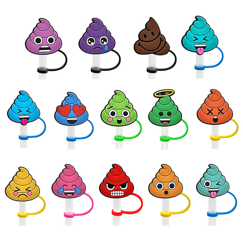 Wholesale Spot cartoon straw sleeve straw cap silicone dust plug cute cartoon Party children straw decoration cross-border products