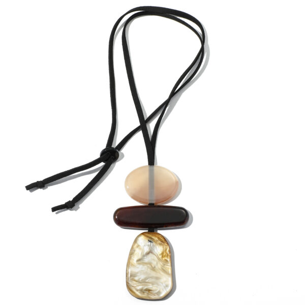 Wholesale Acrylic long sweater chain layered with waxed rope chain necklace