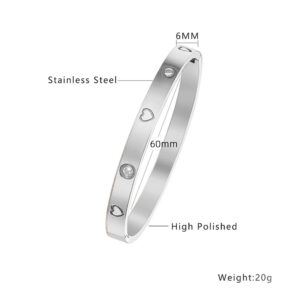 6mm [four diamonds and six hearts] steel color women's inner diameter 50x60mm