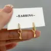 Wholesale Ins Style Simple Key Earrings Copper Inlaid Zircon Hoop Fashion Women's Earrings Daily Wear Dangling Earrings Imitation Gold Plated Universal Electroplated