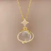 Wholesale Ice Cream Necklace For Sibling Suit, Waterproof 304 Stainless Steel With 14K Gold Plated UV Coating And Artificial Gemstones