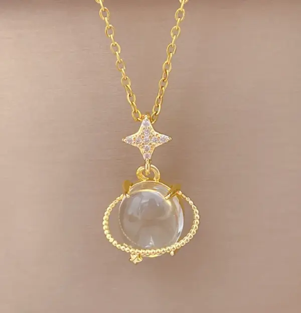Wholesale Ice Cream Necklace For Sibling Suit, Waterproof 304 Stainless Steel With 14K Gold Plated UV Coating And Artificial Gemstones