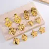 Wholesale Fashion Geometric Stripe Earrings For Women 304 Stainless Steel 18K Gold Plated Elegant Luxury Style Round Craft Star