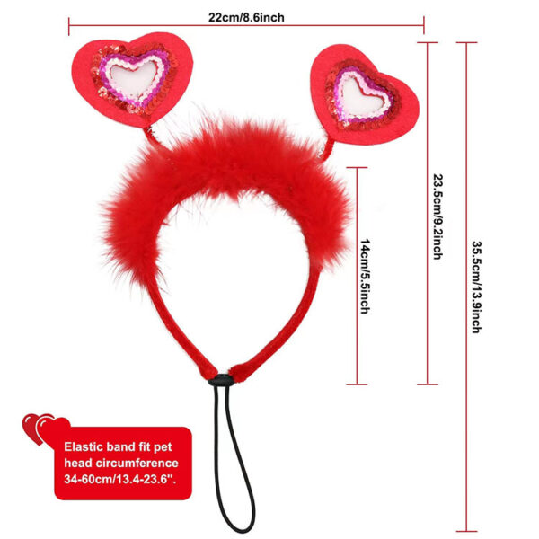 Wholesale Dog Valentine's Day Costume Heart-Shaped Dog Headband Dog Pouchy Dress Costume Red Holiday Valentine's Day Party Accessories
