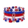 Wholesale Bohemian Style Soft Clay Bracelet Set Alloy Flag Drip Oil Personalized Independence Day USA Themed Hand Chain Jewelry