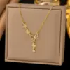 Wholesale Butterfly Inlay Pendant Necklace For Women In Copper With 18K Real Gold Plated Water Plating And Artificial Rhinestones On Cable Chain