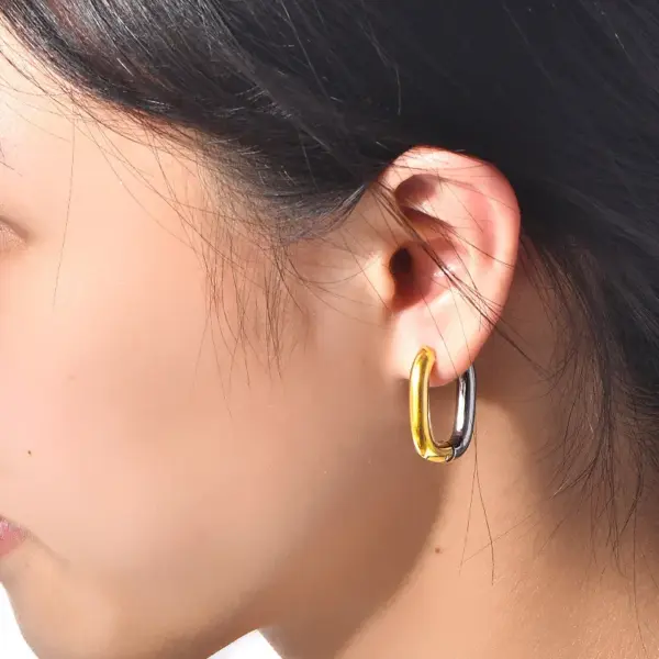 Wholesale 1 Pair Simple Style Commute U Shape Plating Titanium Steel Earrings