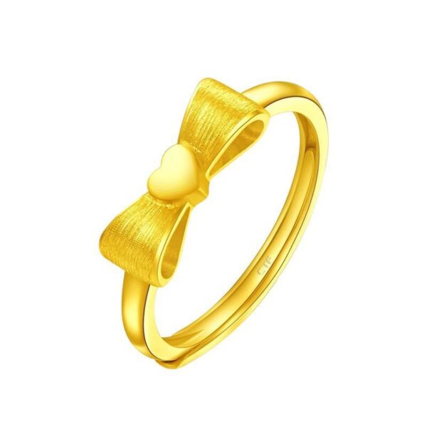 Wholesale  online celebrity gold plated Princess bow ring female brass gold live mouth plain ring Valentine's Day gift