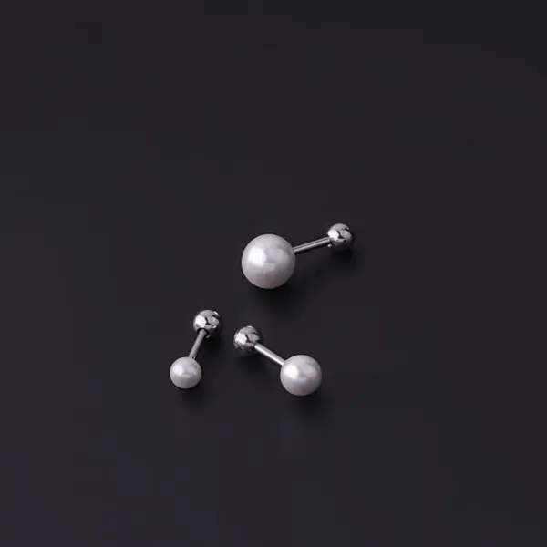 Wholesale 1 Piece 316L Stainless Steel Imitation Pearl Geometric Waterproof Non Tarnish Surgical Steel Ear Cartilage Rings & Studs