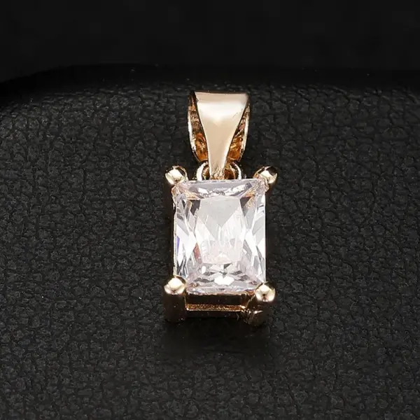 Wholesale Square Copper Pendant With 14K Real Gold Plating And Zircon Inlay In New Style