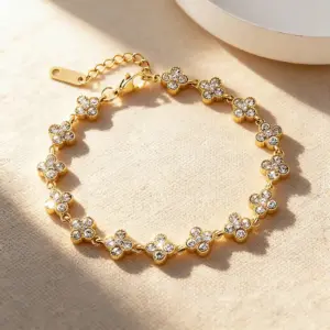 White Diamond Gold Bracelet