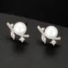 Wholesale Ginkgo Leaf Stud Earrings For Women With 925 Sterling Silver Posts, Copper Base, 14K Gold Electroplated, Zircon Inlay
