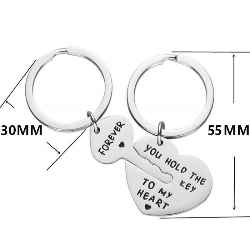 Wholesale Cross Border Valentine's Day Gift Peach Heart Key You Hold The Heart Key Couple Stainless Steel Keychain