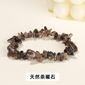 Natural tea obsidian gravel bracelet / 5-8mm