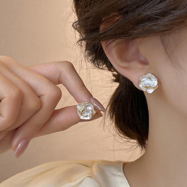 oly-f1ad25eeb610ff00fb126fc661741f7b Wholesale S925 Silver Needle Light Luxury Niche Camellia Earrings Women's Trendy Cold Style High-end Fashion French Flower Ear Jewelry