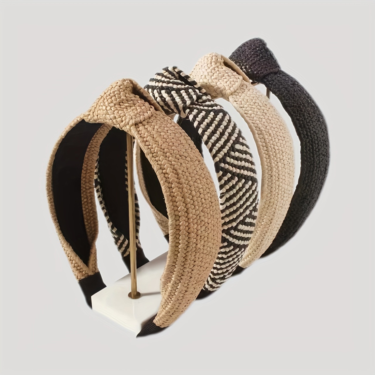 Wholesale European and American external platform trendy temperament straw knitting knotted hair accessories woven wide-brimmed simple fashion headban