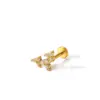 Wholesale 304 Stainless Steel Gold Plated Vacuum Electroplating (In Furnace) Gold Color Zircon Inlaid Heart-shaped Leaf Flower Women's Suitable Ear Cuff