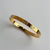 Wholesale Simple Style Round Titanium Steel Plating Inlay Zircon 18k Gold Plated Bangle