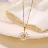 Wholesale Stainless Steel Brass Fashion Plating Inlay Flower Zircon Pendant Necklace