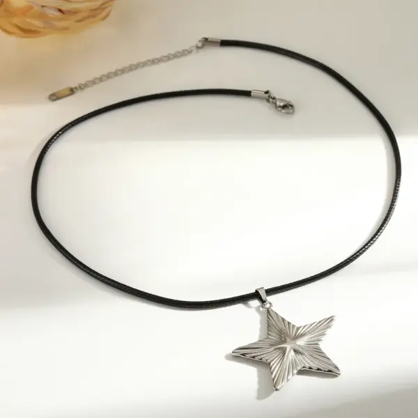 oly-f1e1106dcdf0f10c90a95db3297cd024 Wholesale Pentagram Necklace For Women With 0.03µm 18K Real Gold Plated 304 Stainless Steel Cord String, Independence Day Jewelry