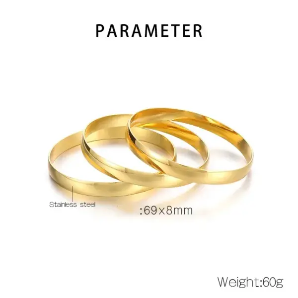 Wholesale PVD Coated 18K Gold Plated Round Stainless Steel Simple Style Waterproof Non Tarnish 304 Stainless Steel Bangle