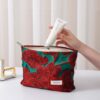 Wholesale Vintage Red Jacquard Canvas Cosmetic Bag Large Capacity High-Level Clutch Bag Storage Bag Coin Purse