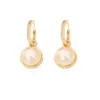 Wholesale Fashion Double-Sided Pearl Earrings For Women, Micro-Inlaid Zircon Tea Rose Design, Versatile Geometric Pattern, Gold-Plated 925 Sterling Silver Copper Dangle Earrings