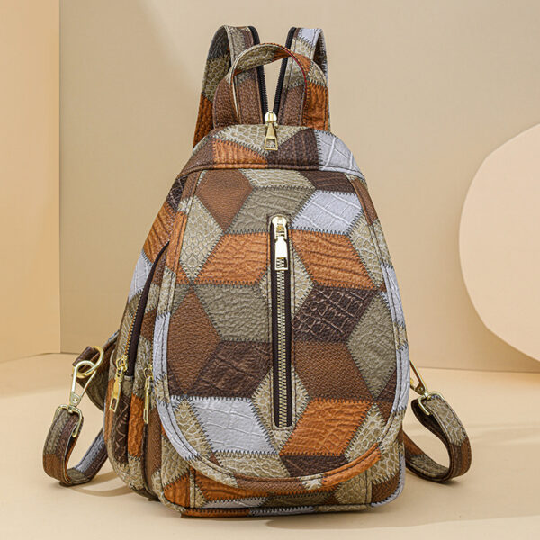 Wholesale Chest Bag Retro Soft Leather Stitching Contrast Color Single Shoulder Crossbody Bag Large Capacity Waist Bag Backpack for Women