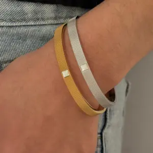 Wholesale 16K Real Gold Plated Platinum Plated 304 Stainless Steel Vacuum Electroplating (In Furnace) Round (Jewelry) Waterproof Non-Fading Bracelet For Unisex Minimalist Cool Style Bracelet For Women High-End Daily Electroplating Non-Fading Jewelry