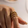 Wholesale PVD Coated Real Gold Plated C Shape 304 Stainless Steel IG Style Waterproof Non Tarnish Open Rings