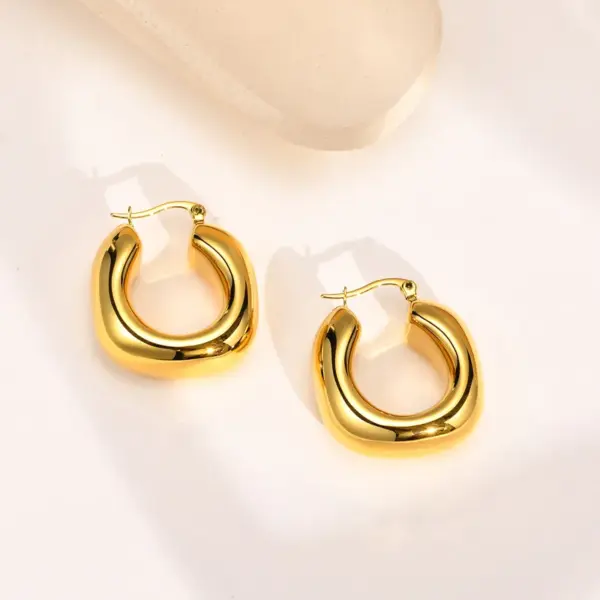oly-f20ad24d422bab809d379c8a7aee034c Wholesale Geometric Earrings In 304 Stainless Steel With KC Golden Electroplated Waterproof Non Tarnish Finish, 0.03µm-0.05µm Thickness, Unisex