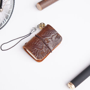 Carved Leather Light Brown / Top layer cowhide super mini TN book (32 sheets, 64 pages)