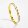 Wholesale Real Gold Plated Geometric 304 Stainless Steel Glam Romantic Waterproof Non Tarnish 304 Stainless Steel Bangle