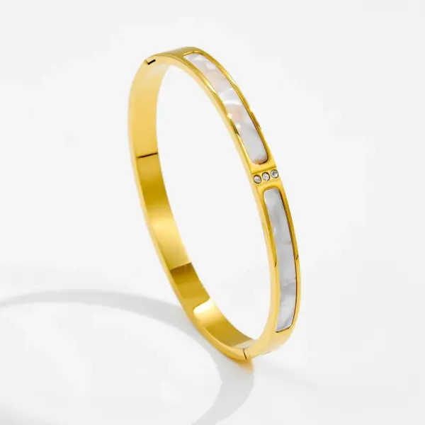 Wholesale Real Gold Plated Geometric 304 Stainless Steel Glam Romantic Waterproof Non Tarnish 304 Stainless Steel Bangle
