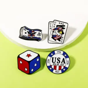 Wholesale Dice Pin Made Of Alloy Featuring Electroplated Craftsmanship, Perfect For Independence Day