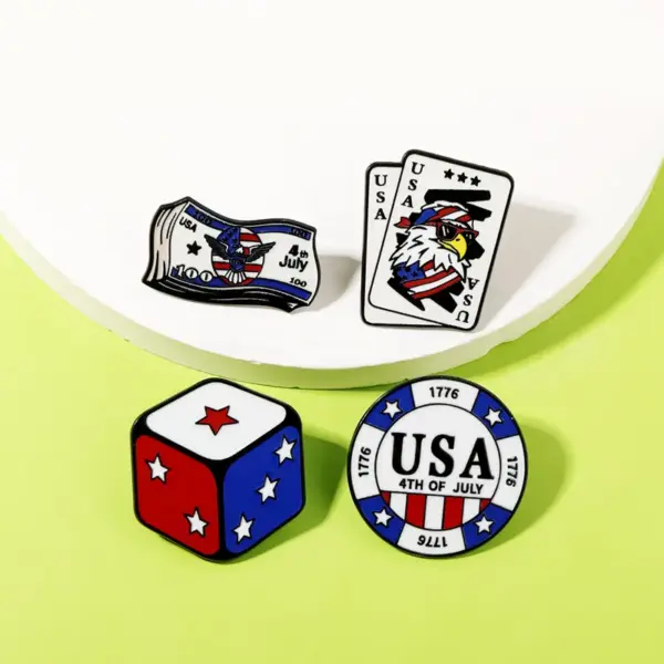 Wholesale Dice Pin Made Of Alloy Featuring Electroplated Craftsmanship, Perfect For Independence Day