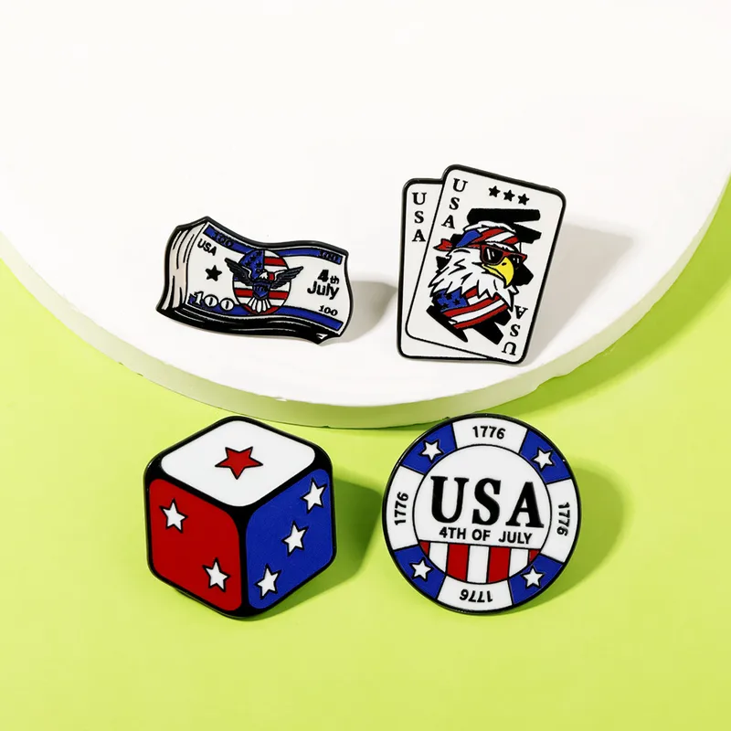 Wholesale Dice Pin Made Of Alloy Featuring Electroplated Craftsmanship, Perfect For Independence Day