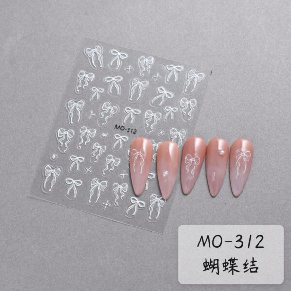 oly-f219b0c4e4aa58895012a6d7d969daed Wholesale Nail Art Sticker Ribbon Bow White Three-dimensional Thin Tough Bow Ballet Shoes DIY Nail Decal Jewelry