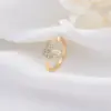 Wholesale Butterfly Open Rings For Women, Waterproof Non Tarnish Copper With 14K Real Gold Plated And Rhinestones, Electroplated Finish