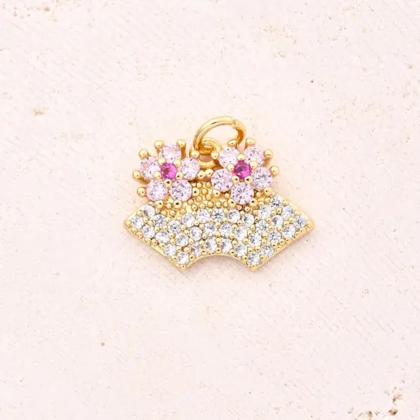 oly-f21ca193142082c42d0b8295d3002709 Wholesale 1 Pc/Package 12.5x17mm 15x11mm 19x10mm Hole 3~3.9mm 5x3.5mm Copper Zircon 18K Gold Plated Ice Cream Letter American Flag Polished Pendant